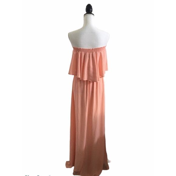 Show Me Your MuMu Hacienda Cold Shoulder Maxi Dress Rose Bud Chiffon Size Small - Picture 5 of 10